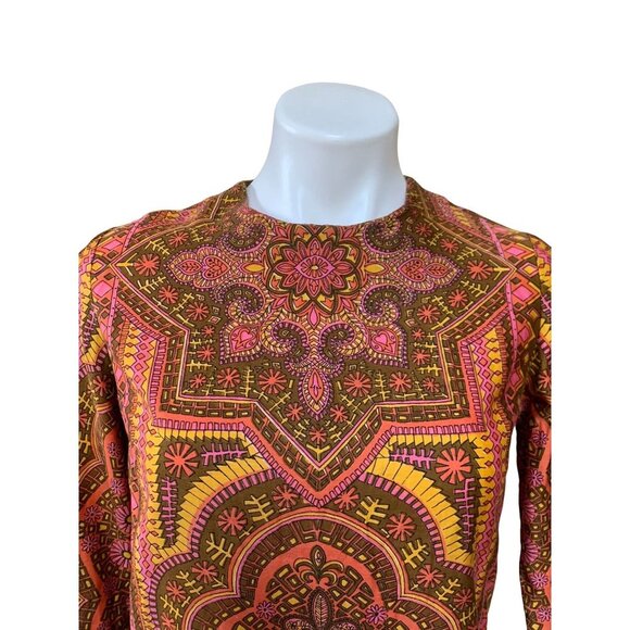 Vera Neumann Vintage 1960s Print Shirt Orange Pink Size XS/S - Picture 3 of 9
